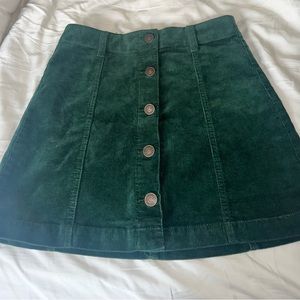 Forever 21 green corduroy button up skirt